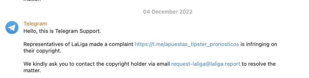 notificacion copyright telegram